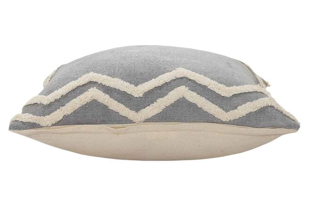 14" X 36" Gray And Tan Cotton Chevron Throw Pillow