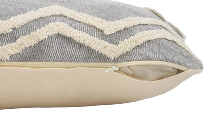 14" X 36" Gray And Tan Cotton Chevron Throw Pillow