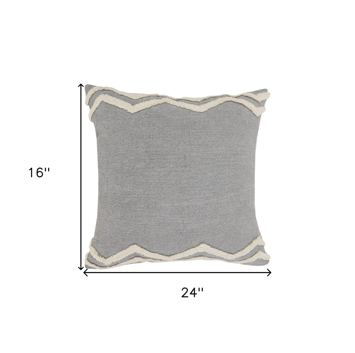 20" X 20" Light Gray Micro Chip Gray And White 100% Cotton Chevron Zippered Pillow