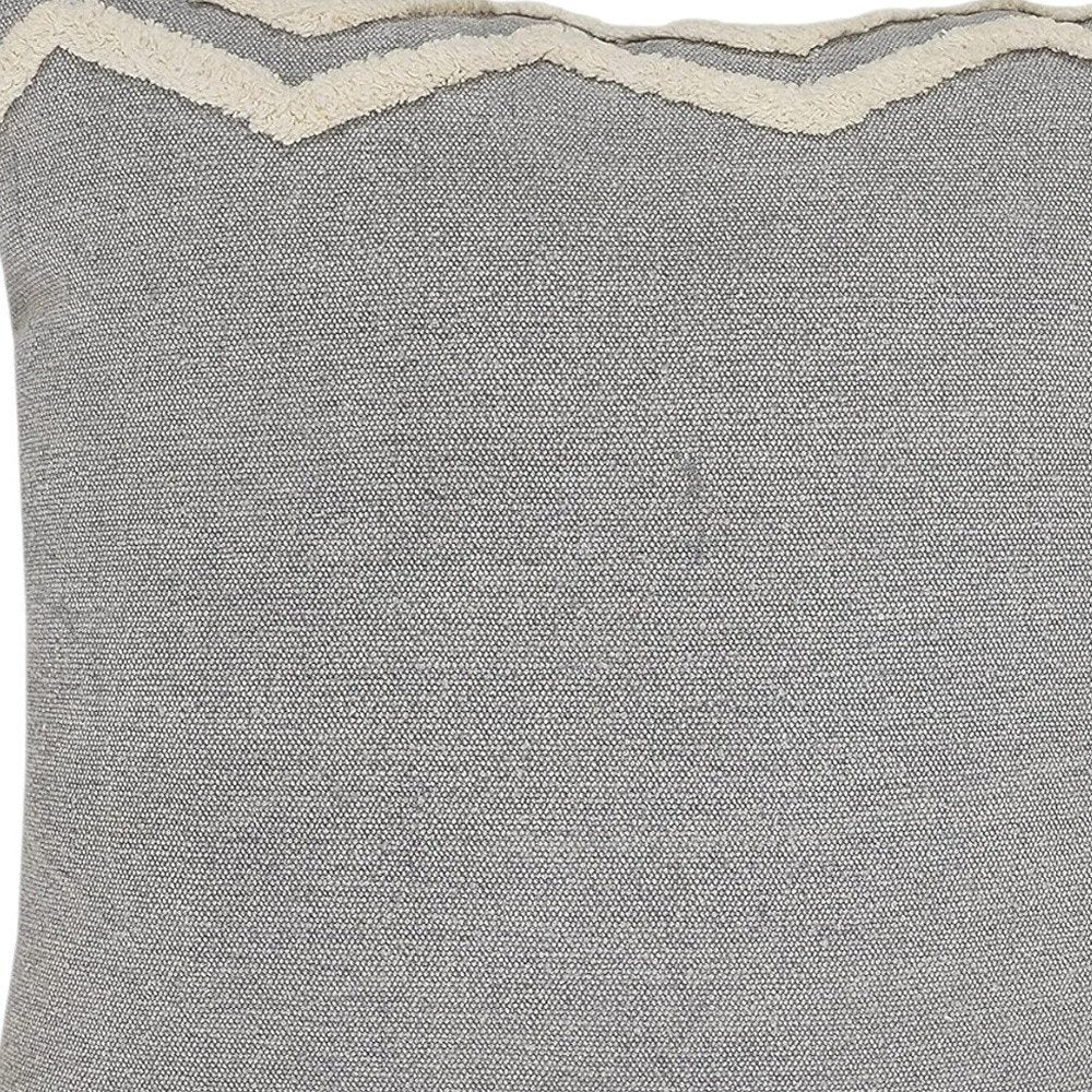 14" X 36" Gray And Tan Cotton Chevron Throw Pillow