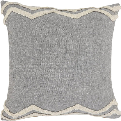 20" X 20" Light Gray Micro Chip Gray And White 100% Cotton Chevron Zippered Pillow