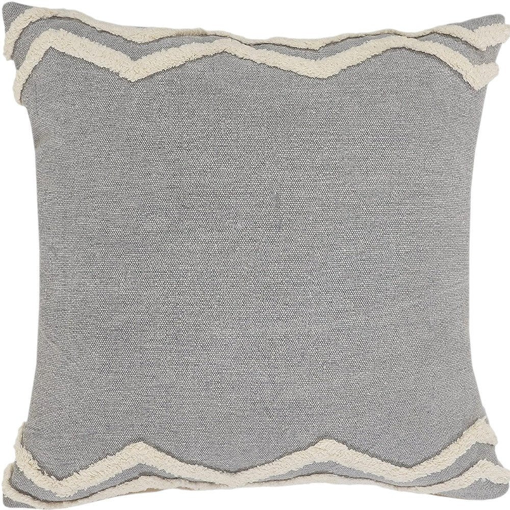 14" X 36" Gray And Tan Cotton Chevron Throw Pillow