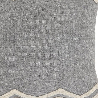 14" X 36" Gray And Tan Cotton Chevron Throw Pillow