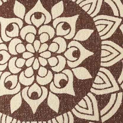 16" X 24" Brown and Ivory Medallion Cotton Lumbar Throw Pillow With Texture