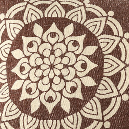 16" X 24" Brown and Ivory Medallion Cotton Lumbar Throw Pillow With Texture