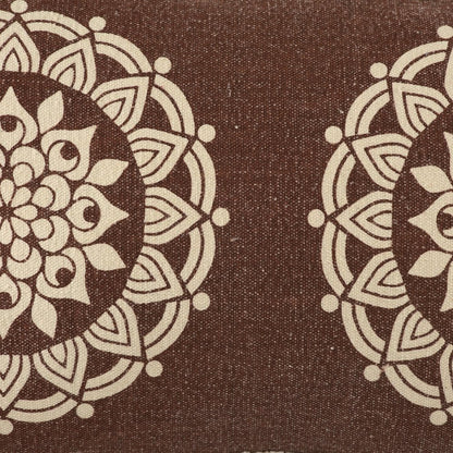 16" X 24" Brown and Ivory Medallion Cotton Lumbar Throw Pillow With Texture