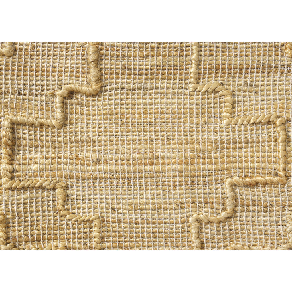 22" Natural Trellis Jute Throw Pillow With Embroidery