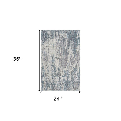 2' X 3' Gray and Ivory Abstract Area Rug