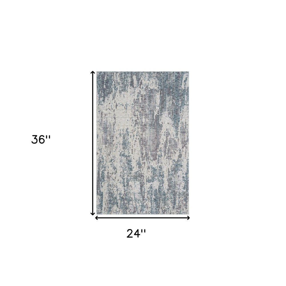 2' X 3' Gray and Ivory Abstract Area Rug