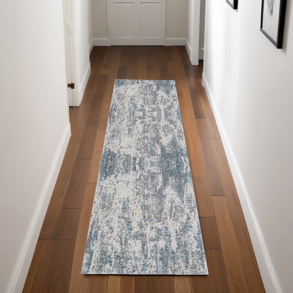 8' X 10' Gray and Ivory Abstract Area Rug