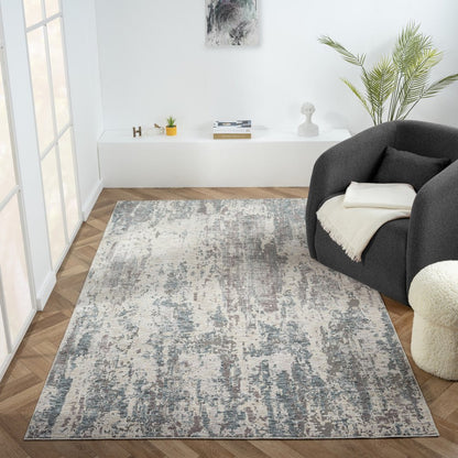 2' X 3' Gray and Ivory Abstract Area Rug