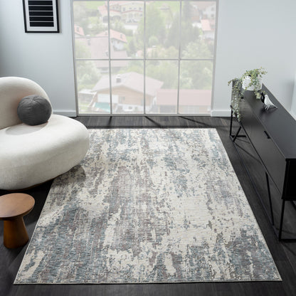 8' X 10' Gray and Ivory Abstract Area Rug