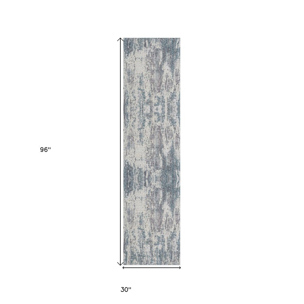 2' X 3' Gray and Ivory Abstract Area Rug