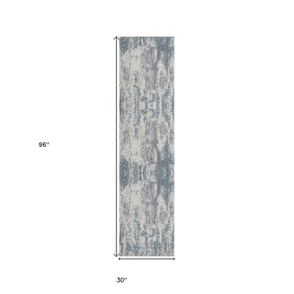 8' X 10' Gray and Ivory Abstract Area Rug