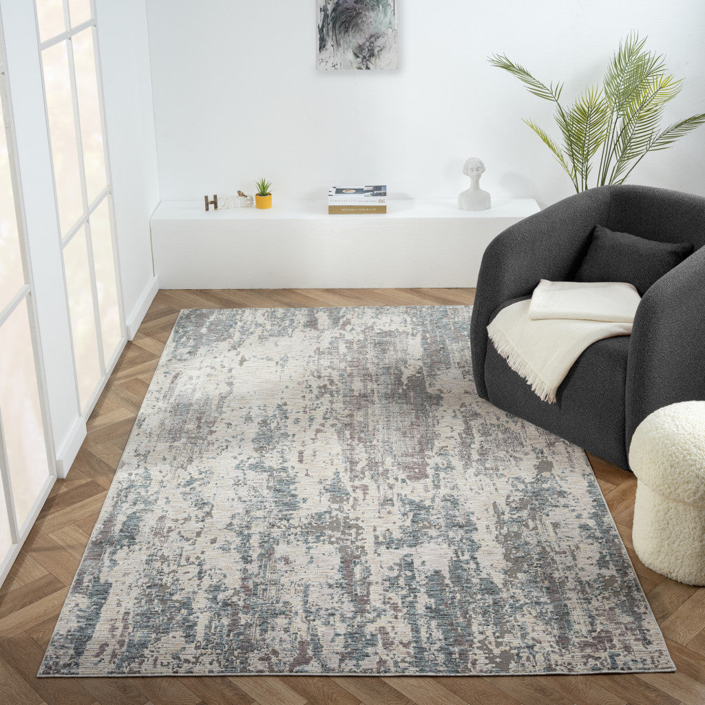 8' X 10' Gray and Ivory Abstract Area Rug