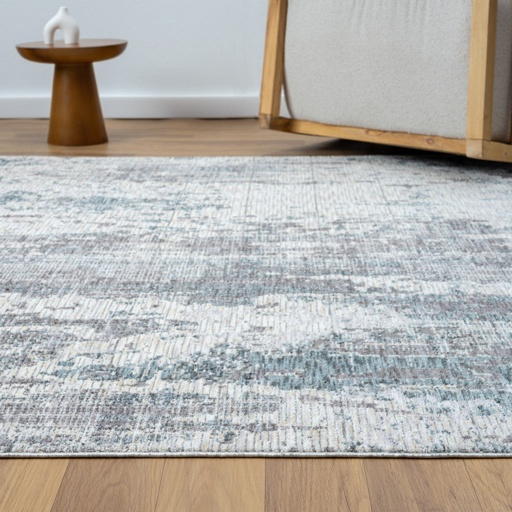 8' X 10' Gray and Ivory Abstract Area Rug