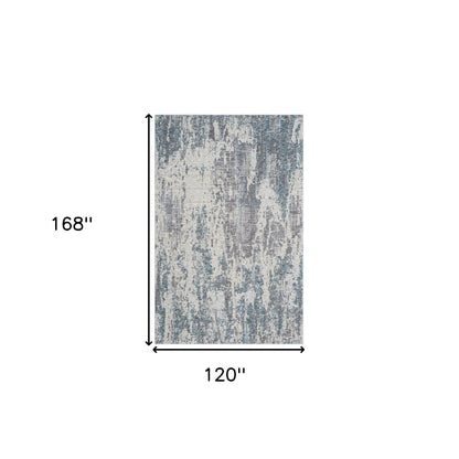 8' X 10' Gray and Ivory Abstract Area Rug