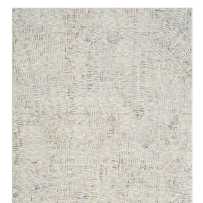 8' Ivory And Gray Abstract Runner Rug