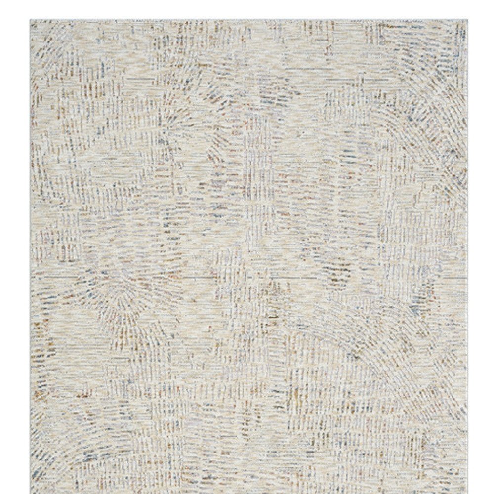 8' Ivory And Gray Abstract Runner Rug