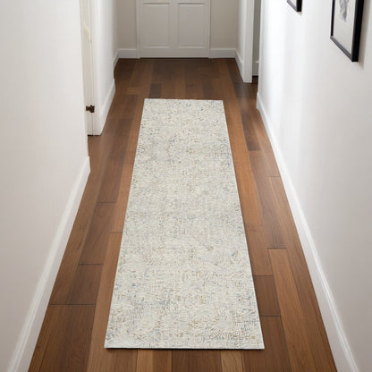 8' Ivory And Gray Abstract Runner Rug