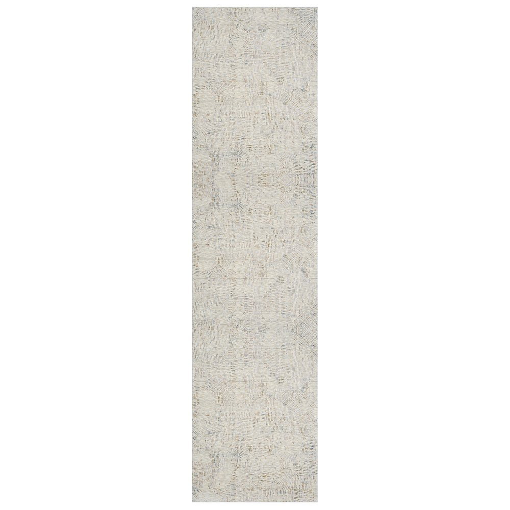 8' Ivory And Gray Abstract Runner Rug