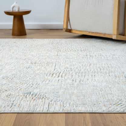 8' Ivory And Gray Abstract Runner Rug
