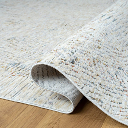 8' Ivory And Gray Abstract Runner Rug