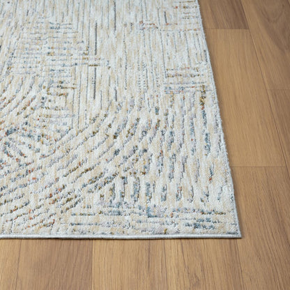 8' Ivory And Gray Abstract Runner Rug