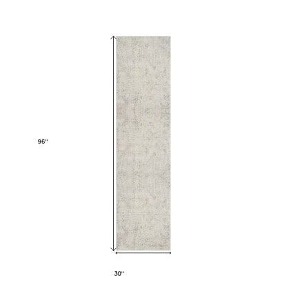 9' X 12' Ivory and Gray Abstract Area Rug