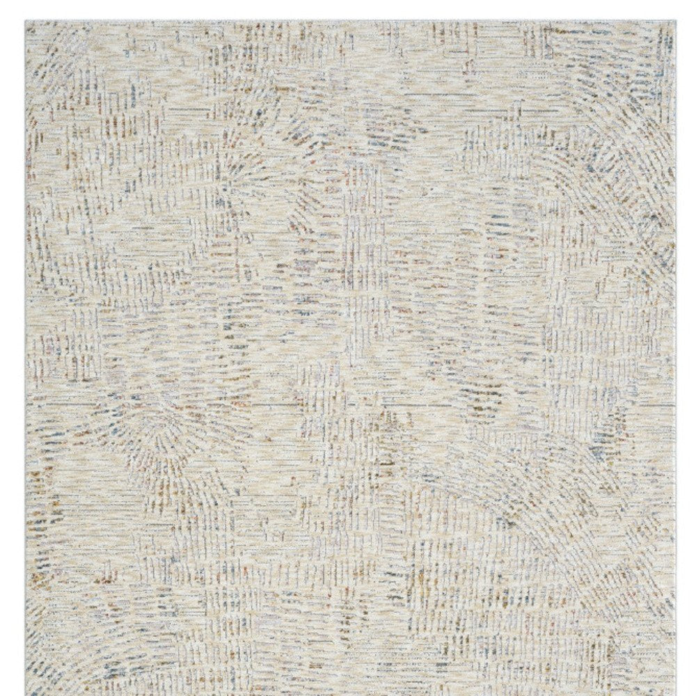 8' Ivory And Gray Abstract Runner Rug