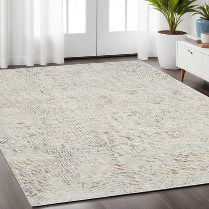 9' X 12' Ivory and Gray Abstract Area Rug