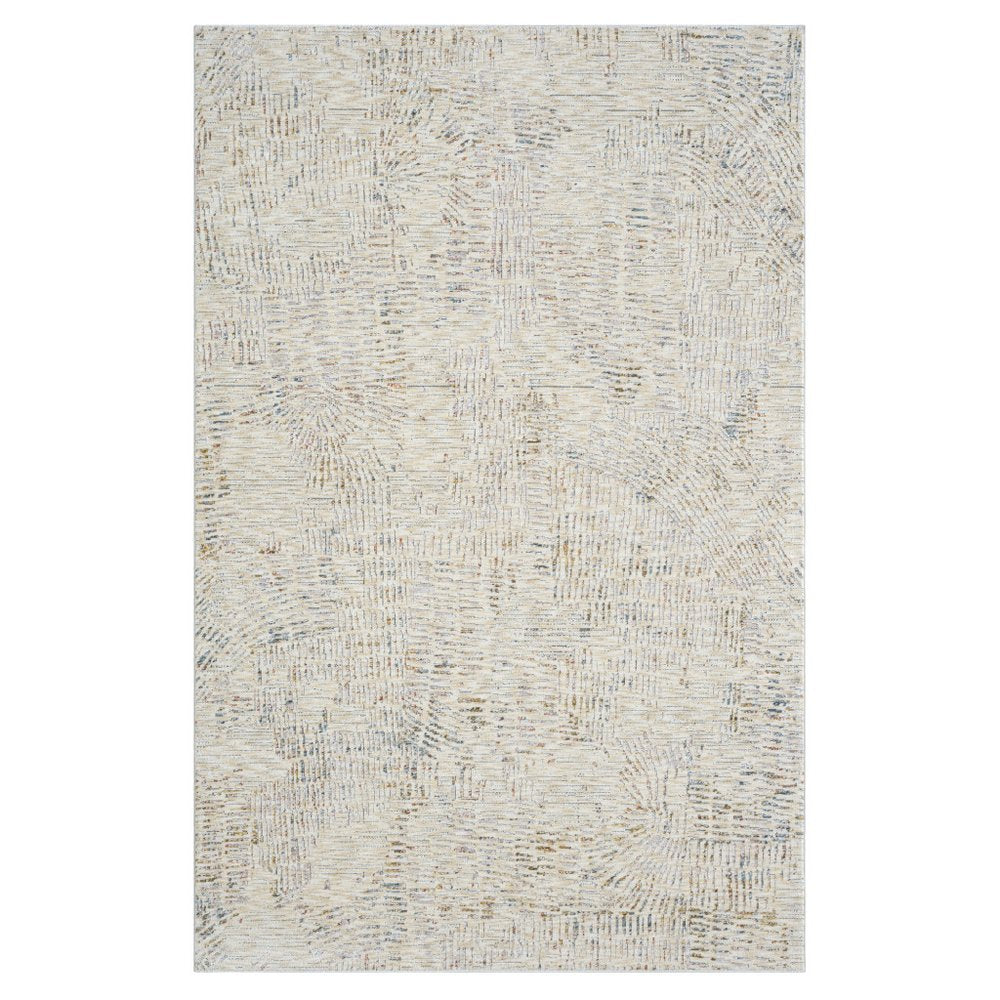 8' Ivory And Gray Abstract Runner Rug