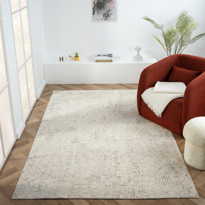 8' Ivory And Gray Abstract Runner Rug