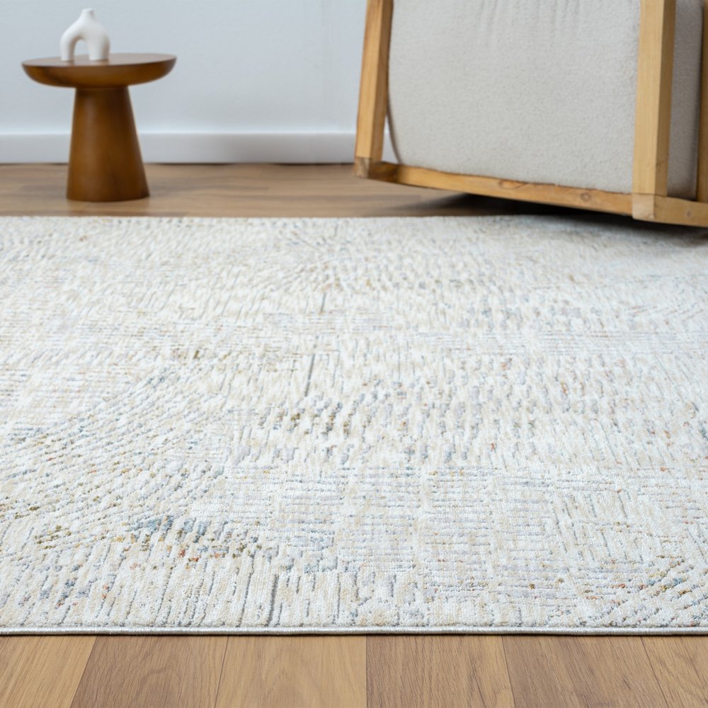 8' Ivory And Gray Abstract Runner Rug