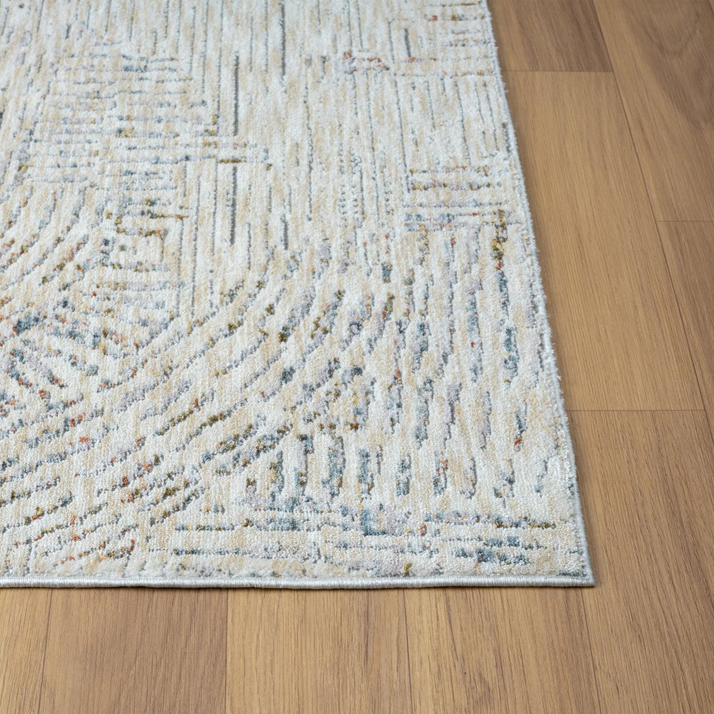 8' Ivory And Gray Abstract Runner Rug