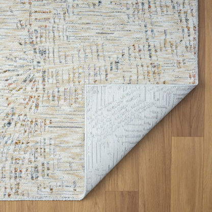 8' Ivory And Gray Abstract Runner Rug