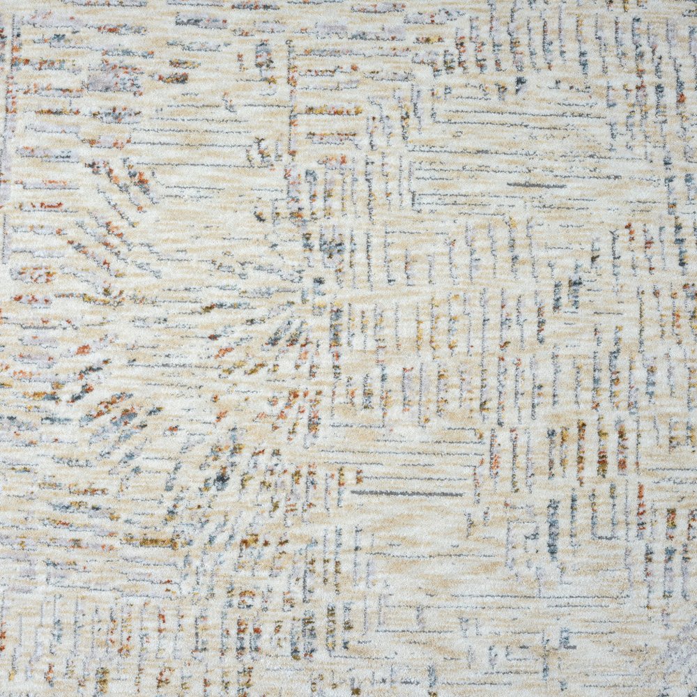 8' Ivory And Gray Abstract Runner Rug