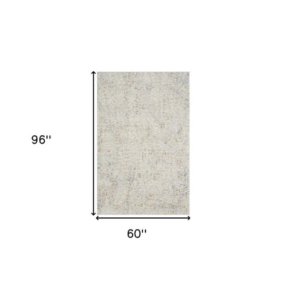 8' Ivory And Gray Abstract Runner Rug