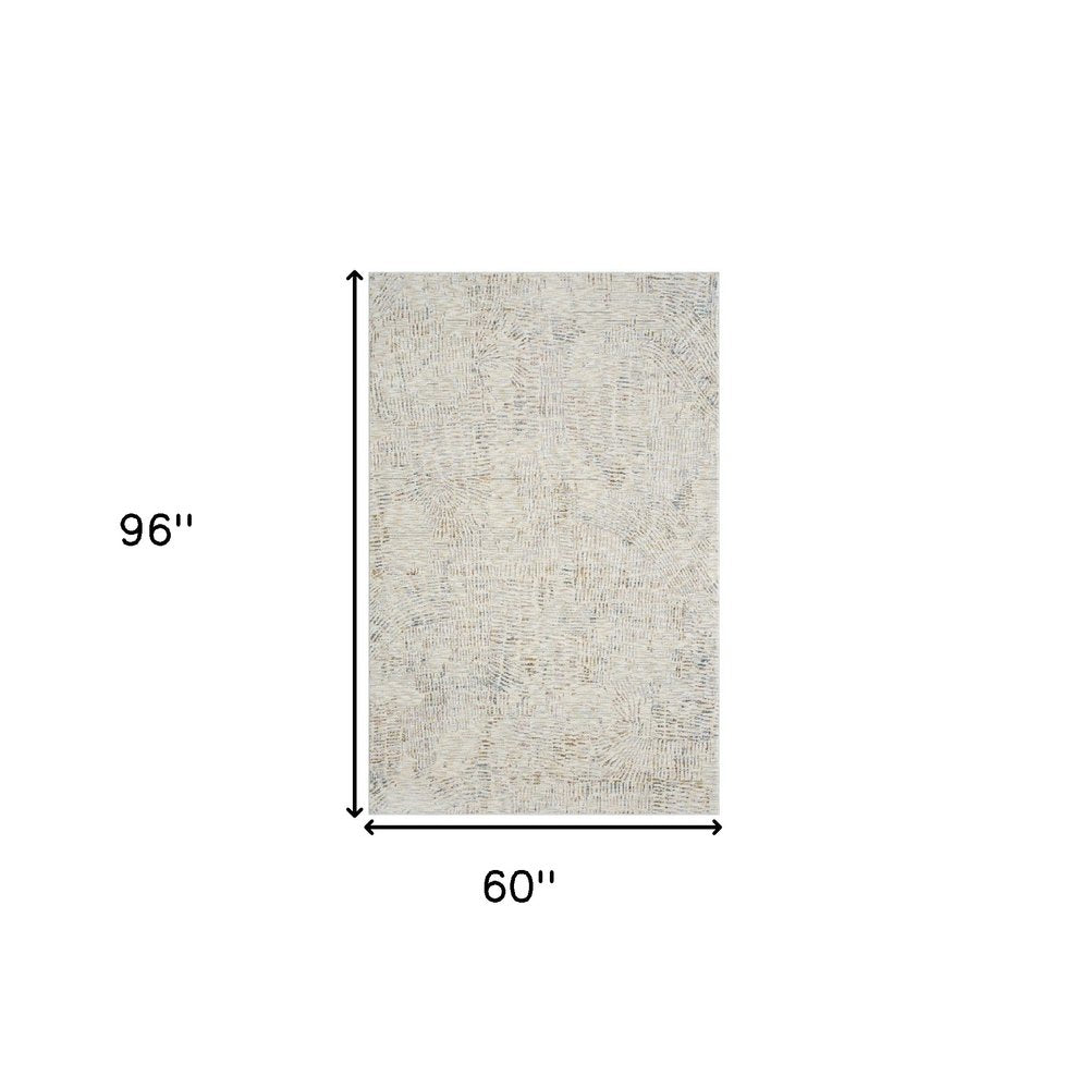 8' Ivory And Gray Abstract Runner Rug