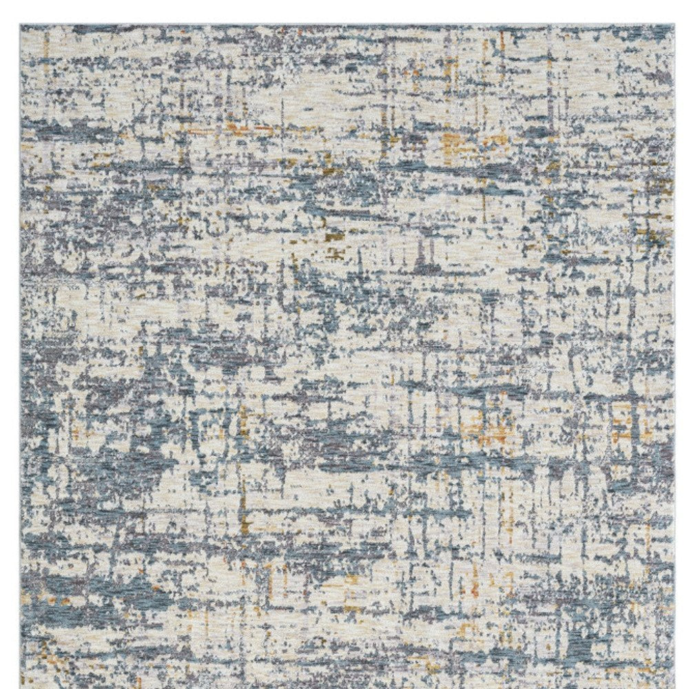 2' X 3' Blue and Ivory Abstract Area Rug