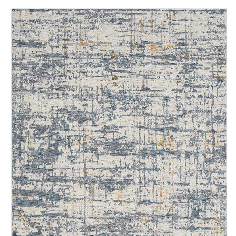 2' X 3' Blue and Ivory Abstract Area Rug