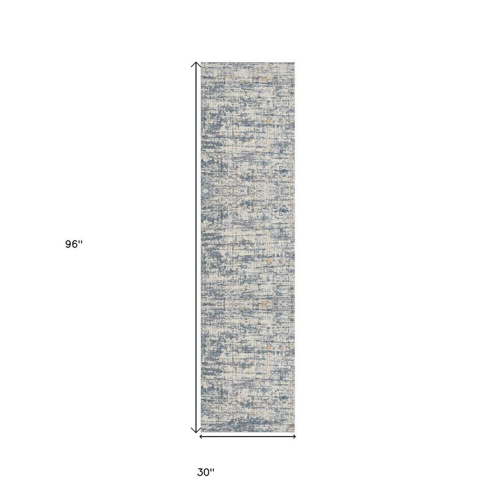 2' X 3' Blue and Ivory Abstract Area Rug