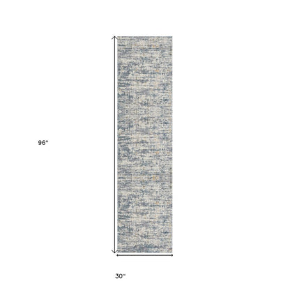 2' X 3' Blue and Ivory Abstract Area Rug