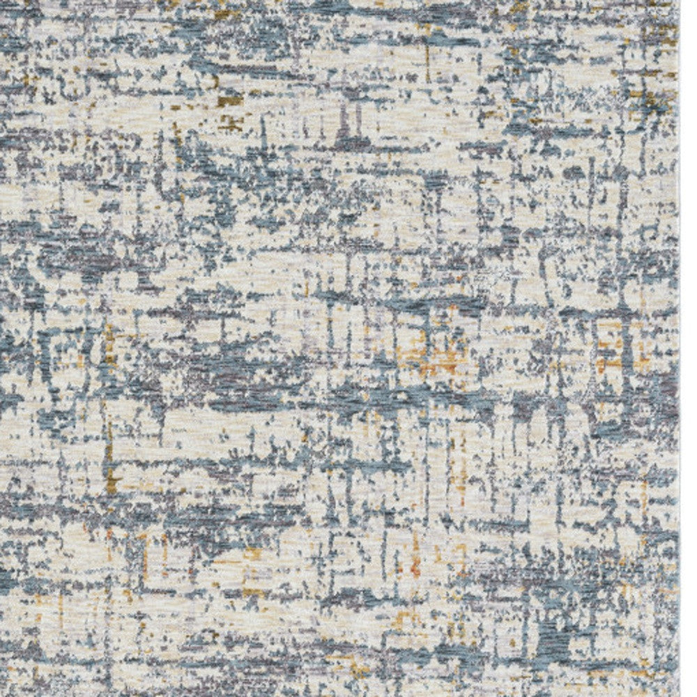 5' X 8' Blue and Ivory Abstract Area Rug