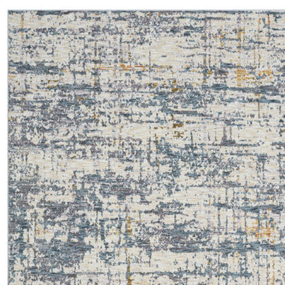 5' X 8' Blue and Ivory Abstract Area Rug