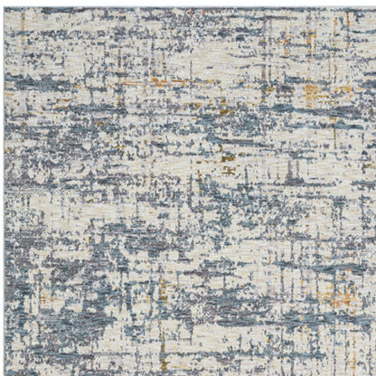 5' X 8' Blue and Ivory Abstract Area Rug