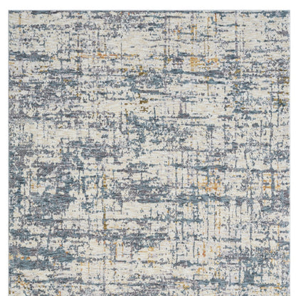 5' X 8' Blue and Ivory Abstract Area Rug