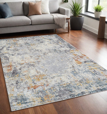 2' X 3' Gray and Ivory Abstract Area Rug