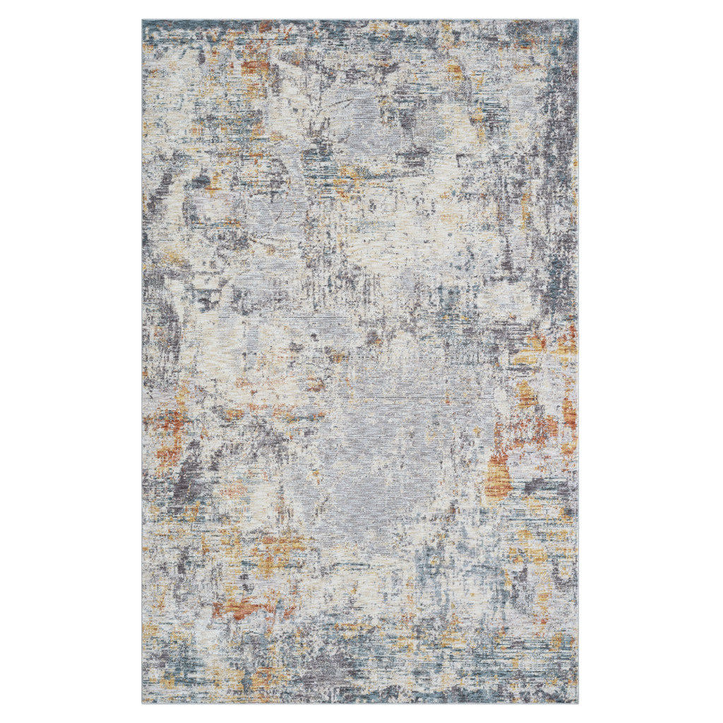 2' X 3' Gray and Ivory Abstract Area Rug