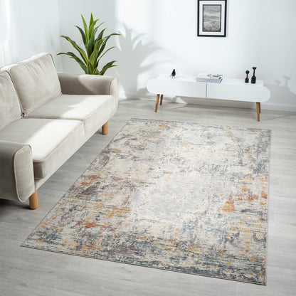 2' X 3' Gray and Ivory Abstract Area Rug